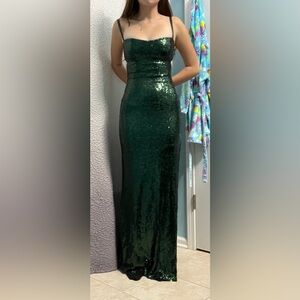 Hunter Green Sequin Prom Dress